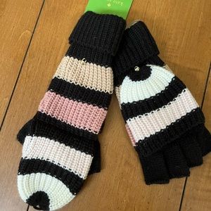 NWT Kate Spade Faded Peony wide stripe mitten OS